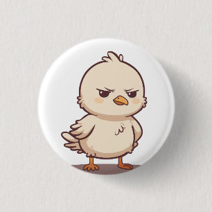 Lustiger mürrischer Baby-Vogel Kawaii Cartoon Button