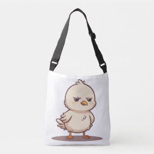 Lustiger mürrischer Baby-Vogel Kawaii Cartoon Tragetaschen Mit Langen Trägern