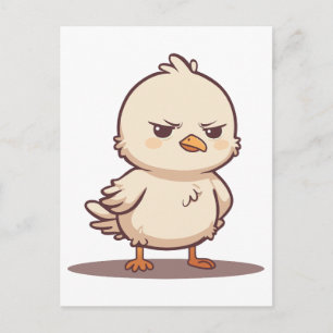 Lustiger mürrischer Babyvogel Kawaii Cartoon Ankündigungspostkarte
