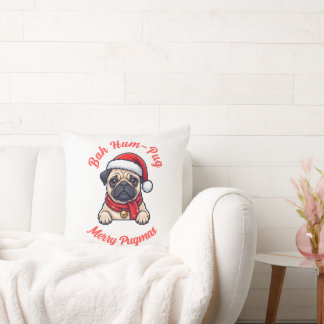 Lustiger mürrischer Pug Frohe Weihnachten Geschenk Kissen