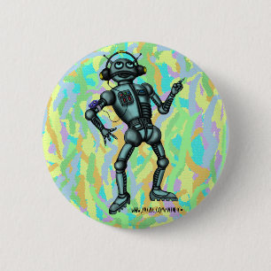 Lustiger Musikroboter-Knopfentwurf Button