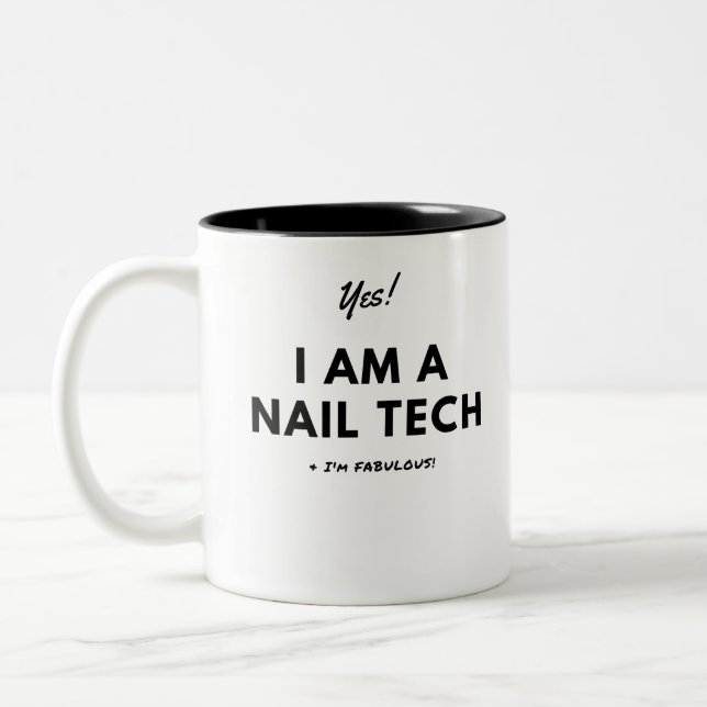 Lustiger Nageltech-Schwarzweiss-niedliches Zweifarbige Tasse (Links)