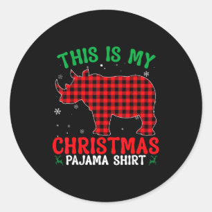 Lustiger Nashorn-Weihnachts-Pyjama für Männer und Runder Aufkleber