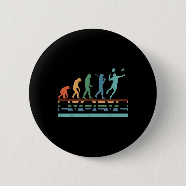 Lustiger Nerd Entwickelt sich Badminton-Spieler Ev Button (Vorderseite)