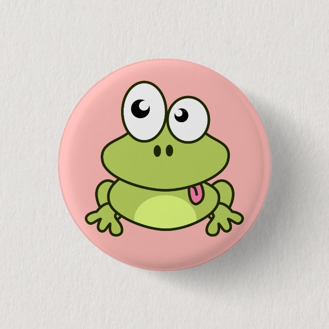 Lustiger niedlicher Frosch-Cartoon Button (Vorderseite)