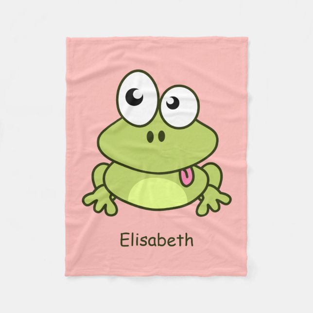 Lustiger niedlicher Frosch-Cartoon scherzt Namen Fleecedecke (Vorderseite)