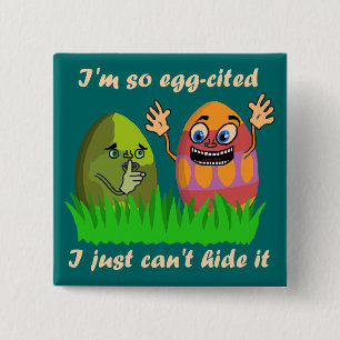 Lustiger niedlicher Osterei-Cartoon Button