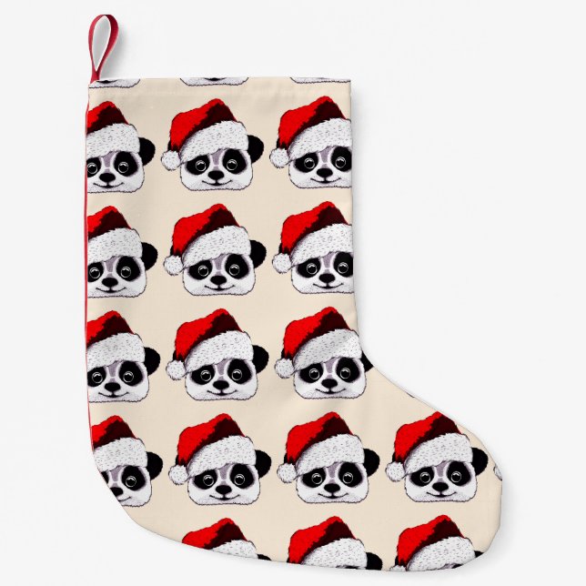 lustiger niedlicher Panda im Weihnachten Kleiner Weihnachtsstrumpf (Vorderseite)