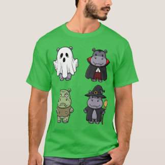 Lustiger Nilpferd Gruseliger Geist Boo Horror Kürb T-Shirt