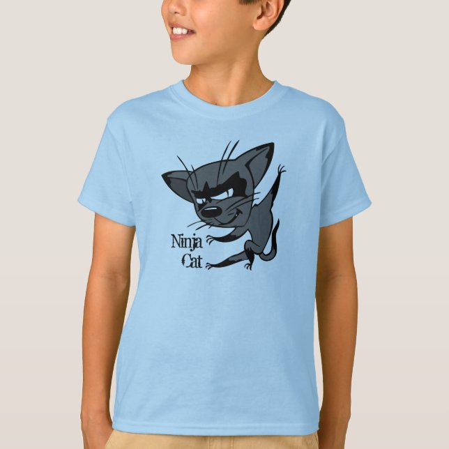 Lustiger Ninja Katzen-Jungen-T - Shirt (Vorderseite)