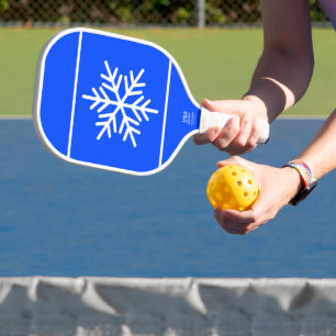 Lustiger nordischer Schneeflock auf königsblauen w Pickleball Schläger