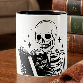 Lustiger Nur noch ein Kapitel Lesender Skelett-Tas Zweifarbige Tasse