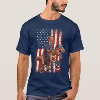 Lustiger Obama Reitet TRex Patriotisch und Sarkast T-Shirt