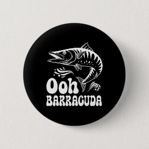 Lustiger Ohh-Barrakuda-Angler für Rockmusikliebhab Button