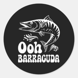 Lustiger Ohh-Barrakuda-Angler für Rockmusikliebhab Runder Aufkleber