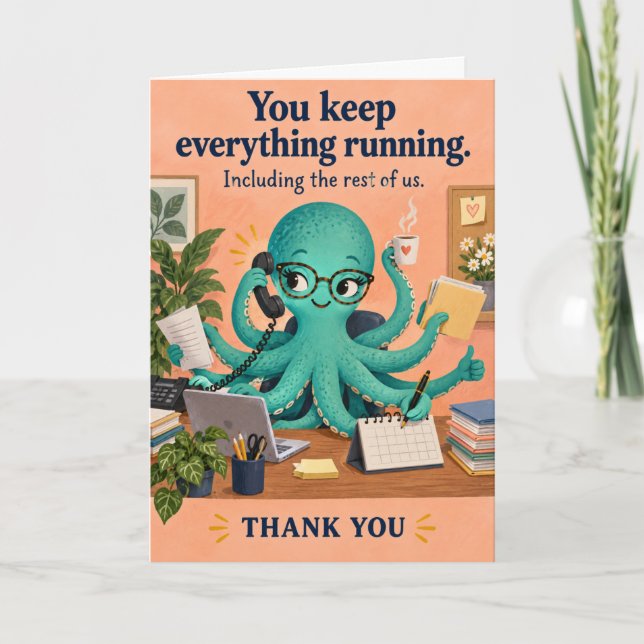 Lustiger Oktopus Admin Profi Danke Karte (Vorderseite)