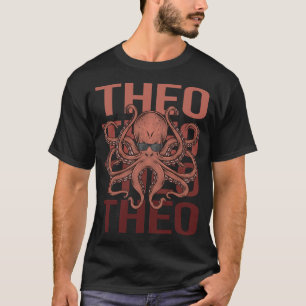 Lustiger Oktopus - Theo Name T-Shirt