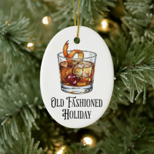 Lustiger Old Fashion Holiday Cocktail Weihnachten Keramik Ornament