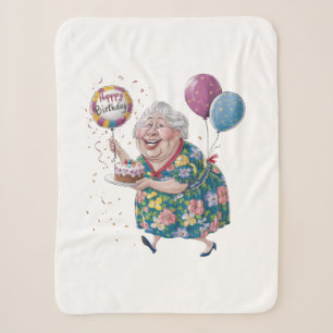 Lustiger Oma Geburtstagskuchen und Luftballon Sherpadecke