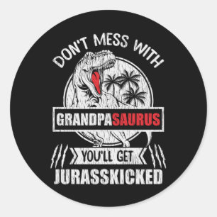 Lustiger Opa-Dinosaurier-Geschenk Grandpasaurus Di Runder Aufkleber