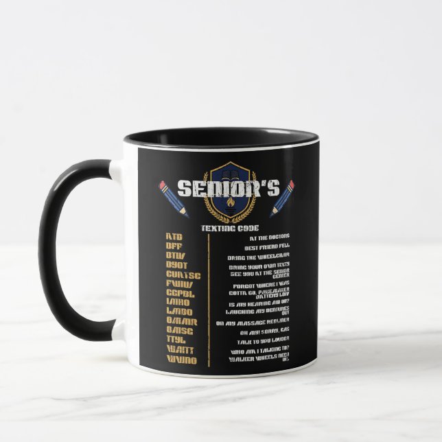 Lustiger Opa Senior Textcode Funny Ältere Tasse (Links)