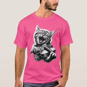 Lustiger Orchester-Musiker Geiger Rock-Katze Spiel T-Shirt