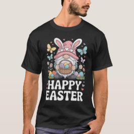 Lustiger Ostergnom Cartoon mit Eierkorb Frühling T-Shirt
