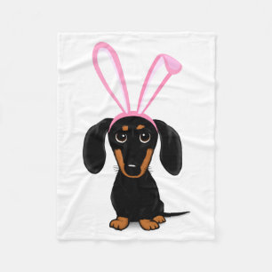 Lustiger Osterhase Hund Schwarz und Tan Dachshund Fleecedecke