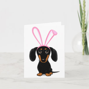 Lustiger Osterhase Hund Schwarz und Tan Dachshund Karte