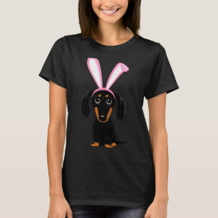 Lustiger Osterhase Hund Schwarz und Tan Dachshund T-Shirt