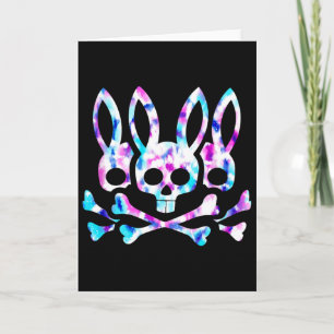 Lustiger Osterhase Retro Tie Dye Hase Totenkopf Kr Karte