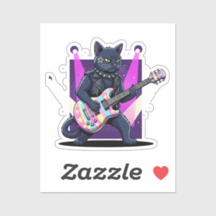 Lustiger Osterkatze-Rockstar spielt Eier-Gitarre M Aufkleber