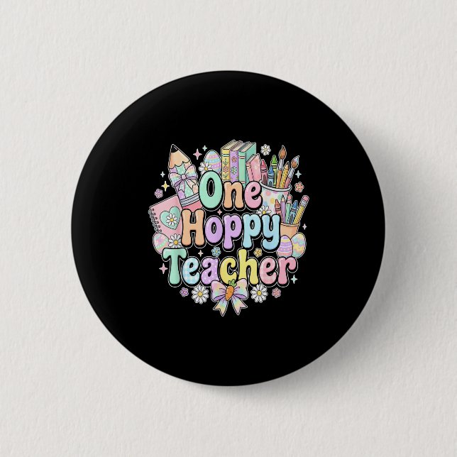 Lustiger Ostern Klassenzimmer Lehrer ein hoppy Leh Button (Vorderseite)