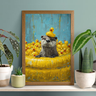 Lustiger Otter Gummiente Pool Poster