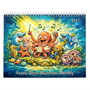 Lustiger Ozean-Musiker-Monatsplaner Kalender