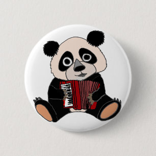 Lustiger Panda-Bär, der Akkordeon spielt Button