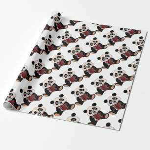 Lustiger Panda-Bär, der Akkordeon spielt Geschenkpapier