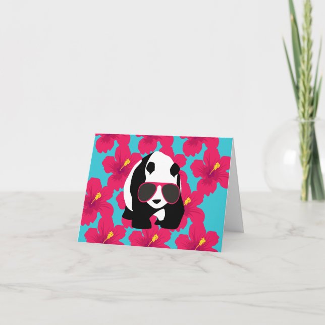 Lustiger Panda-Bärn-Strand-Gammler-coole Karte (Vorderseite)