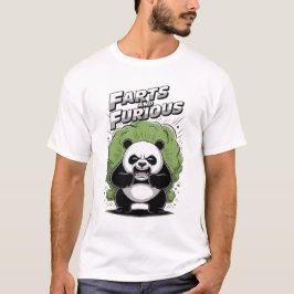 Lustiger Panda hat harte Zeit zu furzen auf einem T-Shirt