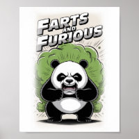 Lustiger Panda macht einen Furz auf einem Weißen