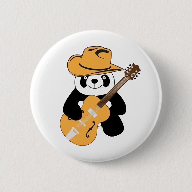 Lustiger Panda mit Gitarre Button (Vorderseite)
