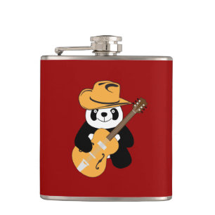 Lustiger Panda mit Gitarre Flachmann