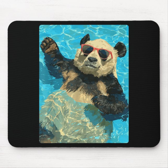 Lustiger Panda mit Sonnenbrille Cool Summer Tier Mousepad (Vorne)