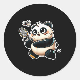 Lustiger Panda spielt Badminton Süße sportliche Üb Runder Aufkleber