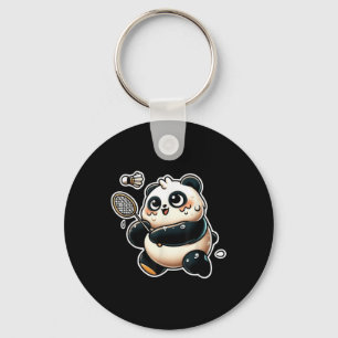Lustiger Panda spielt Badminton Süße sportliche Üb Schlüsselanhänger