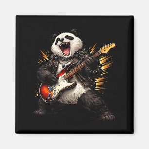Lustiger Panda spielt Gitarre Rock and Roll für Mä Magnet