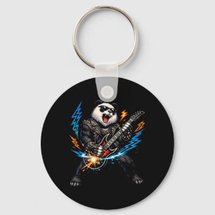 Lustiger Panda spielt Gitarre Rock and Roll für Mä Schlüsselanhänger