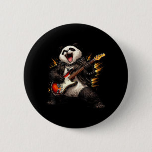 Lustiger Panda spielt Gitarre Rock und Roll für Mä Button