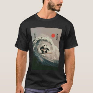 Lustiger Panda Surft Spruch Japanische Welle Meme  T-Shirt