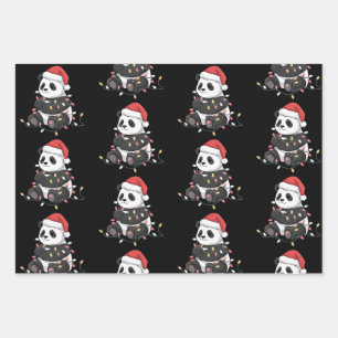 Lustiger Panda-Weihnachtstier-Lichterliebhaber Geschenkpapier Set